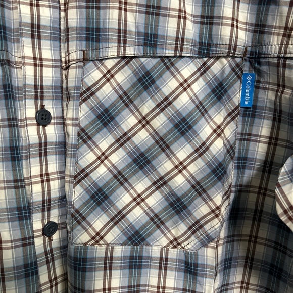Columbia Men's Large Insect Repellent Plaid Button‎ Front Shirt Roll Tab Sleeve - Picture 5 of 16